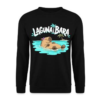 Capybara Lagunabara Sommer Urlaub Meer Tierhumor - Unisex Pullover - Schwarz - Vorne - Alina (178cm) & Michal (187cm)