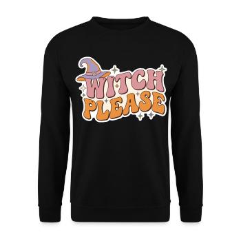 Retro Hexe Bitte lustige Halloween-Typografie Greifen - Unisex Pullover - Schwarz - Vorne - Alina (178cm) & Michal (187cm)
