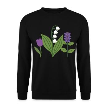 Illustration · Buntes Maiglöckchen · Blumen - Unisex Pullover - Schwarz - Vorne - Alina (178cm) & Michal (187cm)
