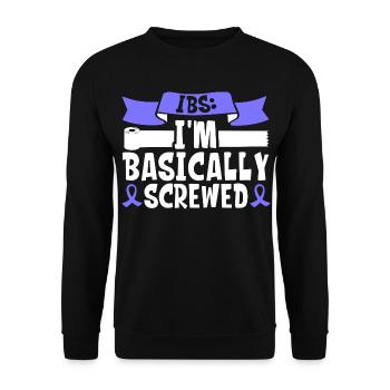Reizdarm Humor - Ich bin geliefert - Unisex Pullover - Schwarz - Vorne - Alina (178cm) & Michal (187cm)