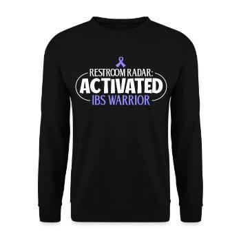 Reizdarm Humor - WC Radar aktiv - Unisex Pullover - Schwarz - Vorne - Alina (178cm) & Michal (187cm)