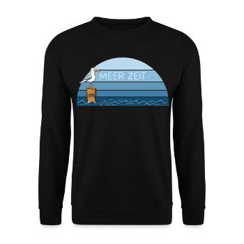 Meer Zeit Möwe Küste Nordsee Ostsee Maritim - Unisex Pullover - Schwarz - Vorne - Alina (178cm) & Michal (187cm)