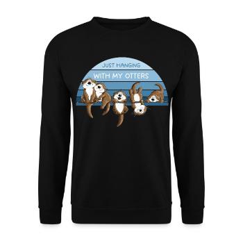Otter Team Wildtiere Freundschaft Tierhumor - Unisex Pullover - Schwarz - Vorne - Alina (178cm) & Michal (187cm)
