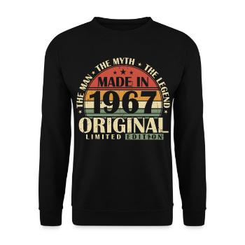 Original 1967 Jahrgang Vintage Geburtstag Retro - Unisex Pullover - Schwarz - Vorne - Alina (178cm) & Michal (187cm)