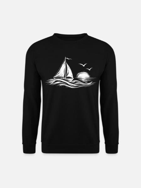 Segelboot am Abend – Silhouette - Unisex Pullover - Schwarz