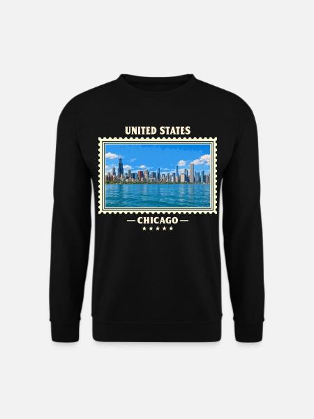 Vereinigte Staaten Chicago Vintage Reisemarke - Unisex Pullover - Schwarz
