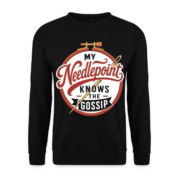 Stickerei – My Needlepoint Knows the Gossip - Unisex Pullover - Schwarz - Vorne - Alina (178cm) & Michal (187cm)