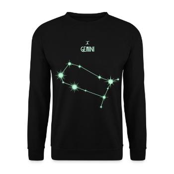 Zwillinge Sternstern Sternbild Pastellgrün - Unisex Pullover - Schwarz - Vorne - Alina (178cm) & Michal (187cm)