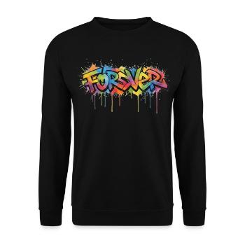 Für immer Graffiti-Regenbogen - Unisex Pullover - Schwarz - Vorne - Alina (178cm) & Michal (187cm)
