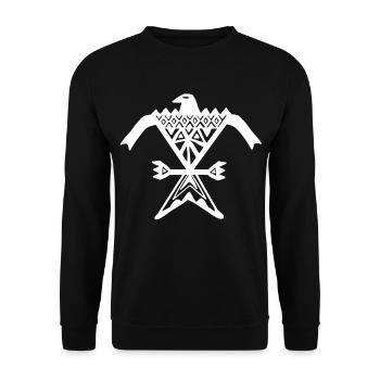 Totemadler (Weiß) - Unisex Pullover - Schwarz - Vorne - Alina (178cm) & Michal (187cm)