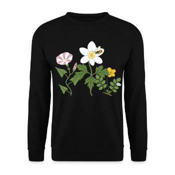 Garten · Biene · Blumen - Unisex Pullover - Schwarz - Vorne - Alina (178cm) & Michal (187cm)