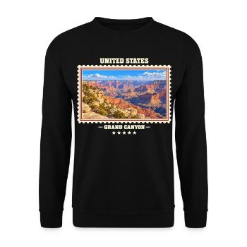 Vereinigte Staaten Grand Canyon Vintage Reisemarke - Unisex Pullover - Schwarz - Vorne - Alina (178cm) & Michal (187cm)