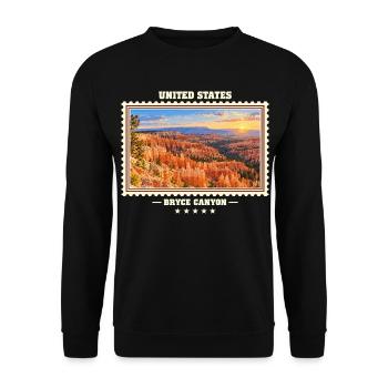 Vereinigte Staaten Bryce Canyon Vintage Reisemarke - Unisex Pullover - Schwarz - Vorne - Alina (178cm) & Michal (187cm)