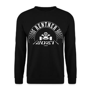 Rentner 2027 (Rente Ruhestand Zieleinfahrt / W) - Unisex Pullover - Schwarz - Vorne - Alina (178cm) & Michal (187cm)