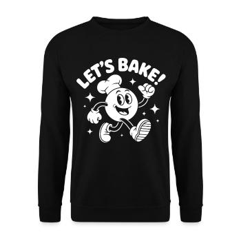 Let’s Bake! Fröhlicher Backkuchenheld - Unisex Pullover - Schwarz - Vorne - Alina (178cm) & Michal (187cm)