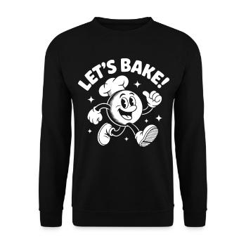 Let's Bake lustiger Back Spruch für Backfans - Unisex Pullover - Schwarz - Vorne - Alina (178cm) & Michal (187cm)