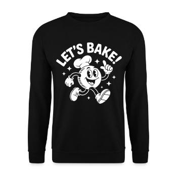 Let's Bake lustiger Back Spruch für Backfans - Unisex Pullover - Schwarz - Vorne - Alina (178cm) & Michal (187cm)