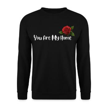 Du bist mein Zuhause, Rose - Unisex Pullover - Schwarz - Vorne - Alina (178cm) & Michal (187cm)