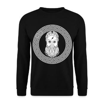 Gott der Mythologie (Weiß) - Unisex Pullover - Schwarz - Vorne - Alina (178cm) & Michal (187cm)