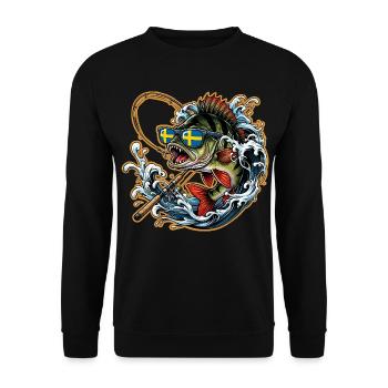 Schweden Angeln - Unisex Pullover - Schwarz - Vorne - Alina (178cm) & Michal (187cm)