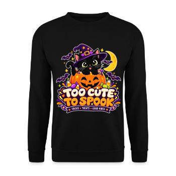 Too Cute To Spook Halloween Katze Kawaii - Unisex Pullover - Schwarz - Vorne - Alina (178cm) & Michal (187cm)