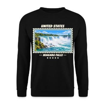 Vereinigte Staaten Niagara Falls Vintage Marke - Unisex Pullover - Schwarz - Vorne - Alina (178cm) & Michal (187cm)