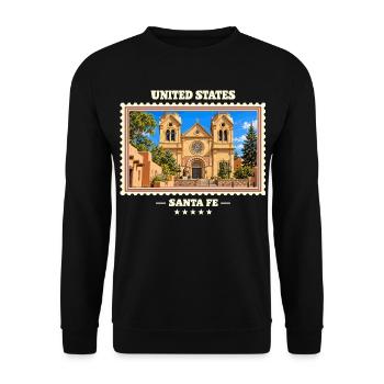 Vereinigte Staaten Santa Fe Vintage Reisemarke - Unisex Pullover - Schwarz - Vorne - Alina (178cm) & Michal (187cm)