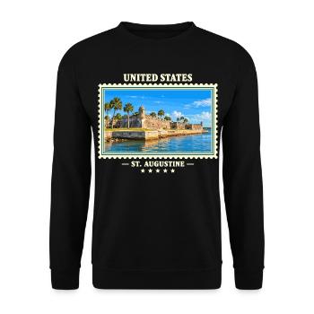 Vereinigte Staaten St. Augustine Vintage Reisemark - Unisex Pullover - Schwarz - Vorne - Alina (178cm) & Michal (187cm)