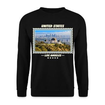 Vereinigte Staaten Los Angeles Vintage Reisemarke - Unisex Pullover - Schwarz - Vorne - Alina (178cm) & Michal (187cm)