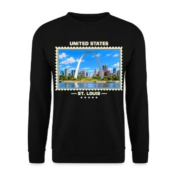 Vereinigte Staaten St. Louis Vintage Reisemarke - Unisex Pullover - Schwarz - Vorne - Alina (178cm) & Michal (187cm)