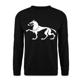 Mittelalterlicher Weißer Wolf - Unisex Pullover - Schwarz - Vorne - Alina (178cm) & Michal (187cm)