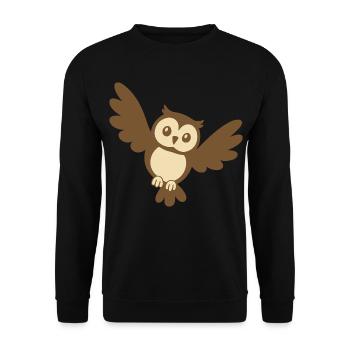 Eule Vogelmotiv Geschenkidee Illustration - Unisex Pullover - Schwarz - Vorne - Alina (178cm) & Michal (187cm)