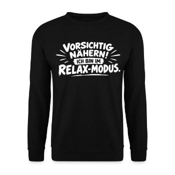 Vorsichtig nähern ich bin im Relax Modus - Unisex Pullover - Schwarz - Vorne - Alina (178cm) & Michal (187cm)