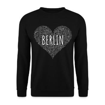 Berlin Herz aus U- und S-Bahnhöfen – Weiß - Unisex Pullover - Schwarz - Vorne - Alina (178cm) & Michal (187cm)