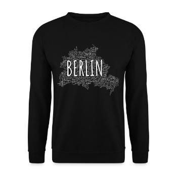 Berlin Stadtkarte aus U- und S-Bahnhöfen – Weiß - Unisex Pullover - Schwarz - Vorne - Alina (178cm) & Michal (187cm)