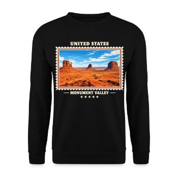 Vereinigte Staaten Monument Valley Vintage Reisema - Unisex Pullover - Schwarz - Vorne - Alina (178cm) & Michal (187cm)