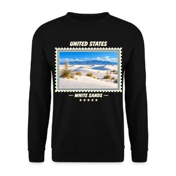Vereinigte Staaten White Sands Vintage Reisemarke - Unisex Pullover - Schwarz - Vorne - Alina (178cm) & Michal (187cm)