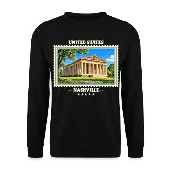 Vereinigte Staaten Nashville Vintage Reisemarke - Unisex Pullover - Schwarz - Vorne - Alina (178cm) & Michal (187cm)