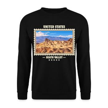 Vereinigte Staaten Death Valley Vintage Reisemarke - Unisex Pullover - Schwarz - Vorne - Alina (178cm) & Michal (187cm)