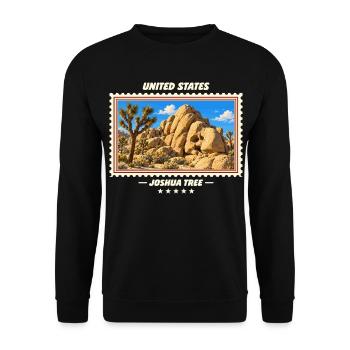 Vereinigte Staaten Joshua Tree Vintage Reisemarke - Unisex Pullover - Schwarz - Vorne - Alina (178cm) & Michal (187cm)