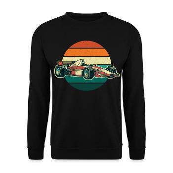 Retro Offenwagen-Rennwagen – Oldtimer-Motorsport - Unisex Pullover - Schwarz - Vorne - Alina (178cm) & Michal (187cm)