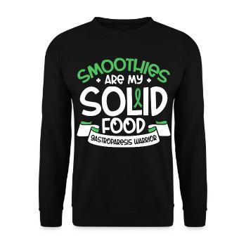 Smoothies statt Festes - Gastroparese Humor - Unisex Pullover - Schwarz - Vorne - Alina (178cm) & Michal (187cm)