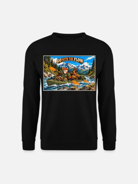 Abenteuer-Kajakfahren – Fuchs und Deutsche Schäferhund - Unisex Pullover - Schwarz