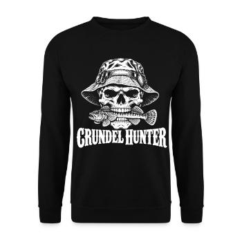Grundel Hunter Angler Skull - Unisex Pullover - Schwarz - Vorne - Alina (178cm) & Michal (187cm)