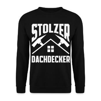 Dachdecker Spruch Lustig Handwerker Geschenk - Unisex Pullover - Schwarz - Vorne - Alina (178cm) & Michal (187cm)