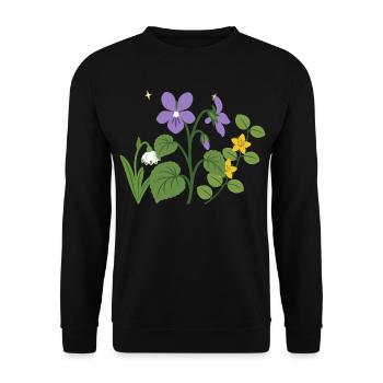 Blumen botanisch Pflanzenwelt Illustration Pflanze - Unisex Pullover - Schwarz - Vorne - Alina (178cm) & Michal (187cm)