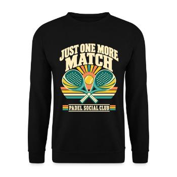 Just One More Match – Vintage Padel Design - Unisex Pullover - Schwarz - Vorne - Alina (178cm) & Michal (187cm)