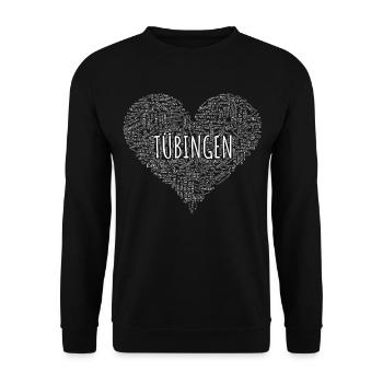 Tübingen Herz Haltestellen & Highlights – Weiß - Unisex Pullover - Schwarz - Vorne - Alina (178cm) & Michal (187cm)