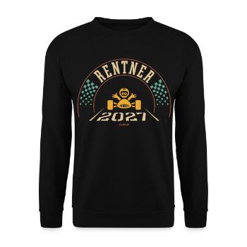 Rentner 2027 (Rente Ruhestand Zieleinfahrt / 4C) - Unisex Pullover - Schwarz - Vorne - Alina (178cm) & Michal (187cm)