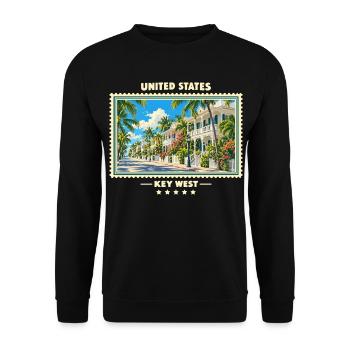 Vereinigte Staaten Key West Vintage Reisemarke - Unisex Pullover - Schwarz - Vorne - Alina (178cm) & Michal (187cm)